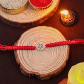 925 Pure Silver Round Swastik Shape Diamond Rakhi